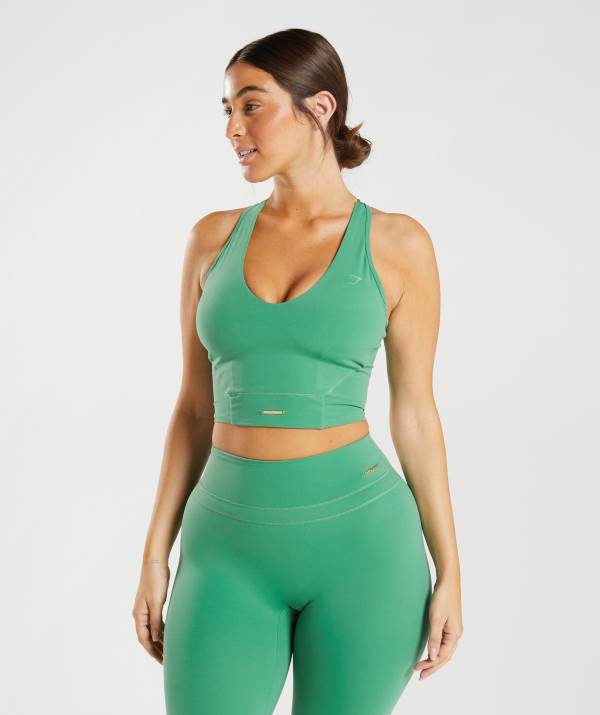 Damske Tielko Gymshark Whitney Crop Zelene | IM3056417